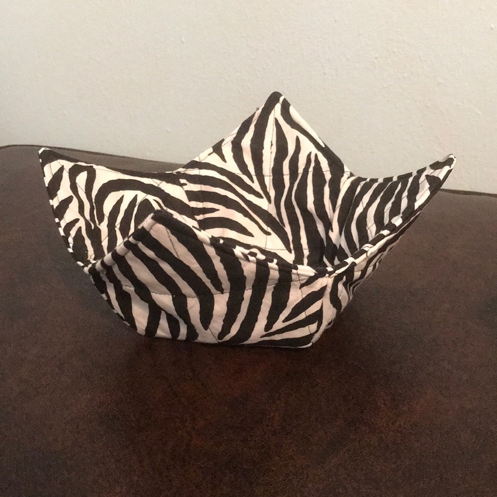 10x10” fabric bowl zebra print
